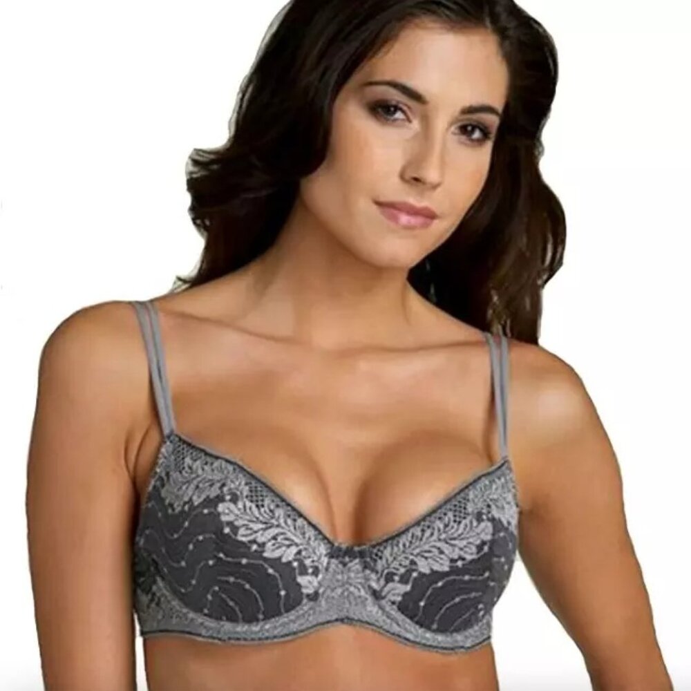 NWT WACOAL Absolute Elegance Contour Underwire Bra 853168 Gray & Silver 36D